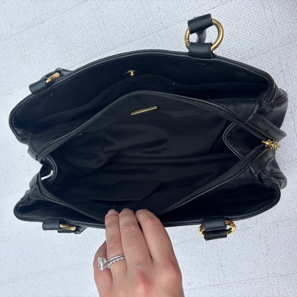 Women's Y2K Giani Bernini Black Leather Triple Compartment Spacious Shoulder Bag - Picture 4 of 8